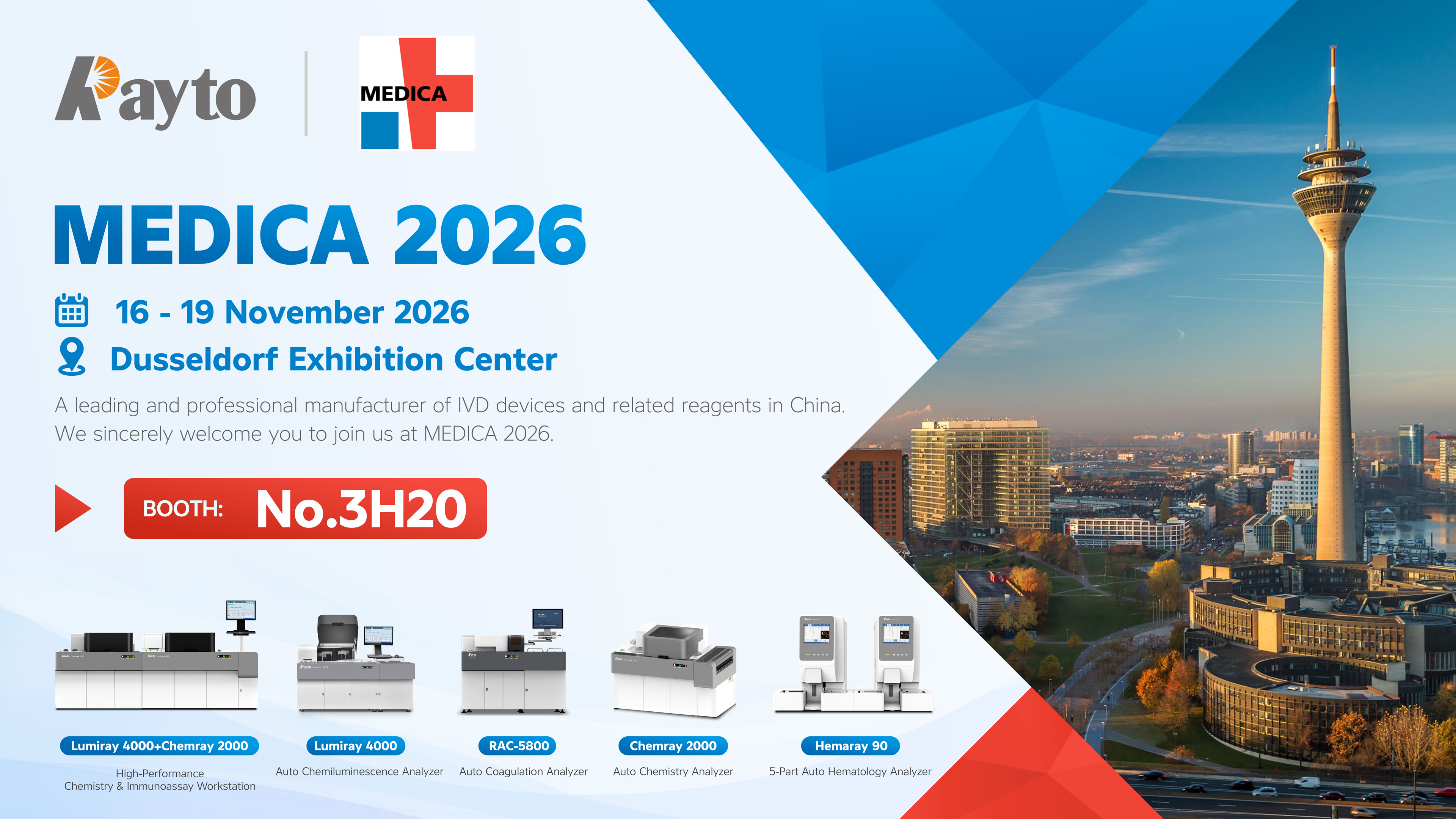 Rayto will be showcasing at MEDICA 2026 in Düsseldorf.